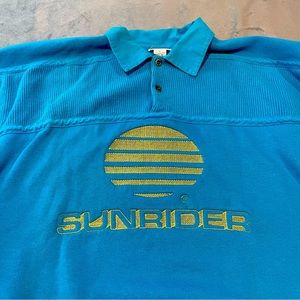 Vintage Ben Ho Sweatshirt XL Blue Pullover Sun Rider Ribbed Collar Womens